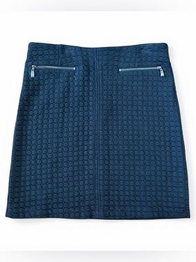 LAUNDRY by Shelli Segal Black Raised Circle Pattern Career Skirt Zippers Size 8